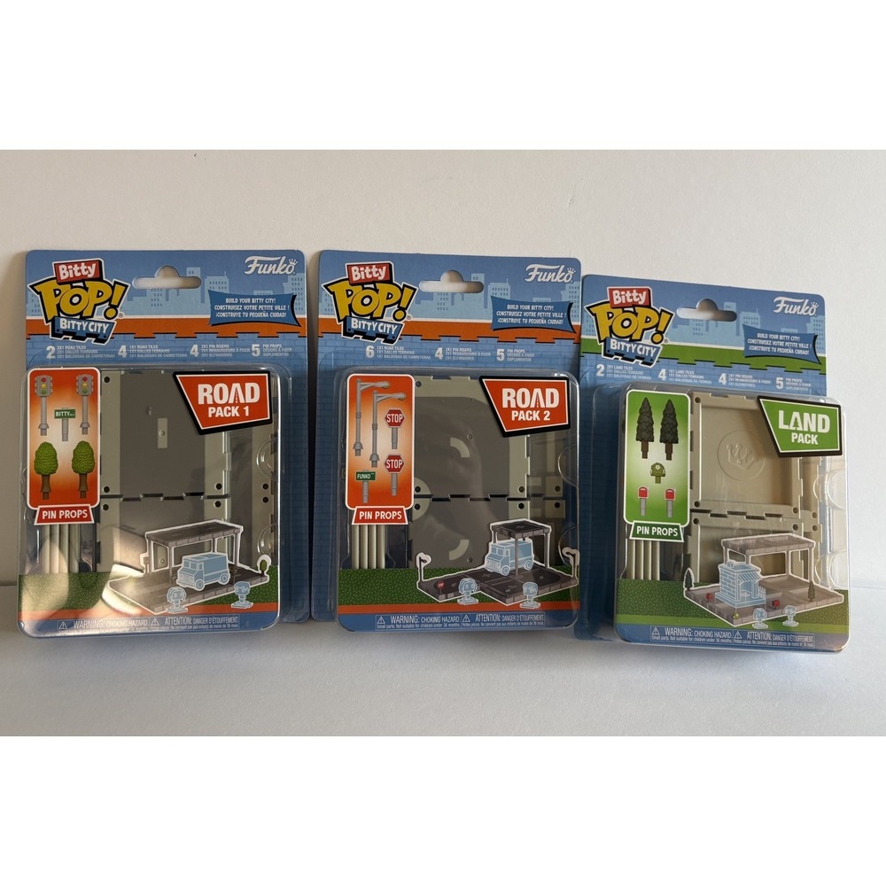 Funko Bitty Pop! City: Funko Road 1 Road 2 & Land Pack New Sealed Lot of 3